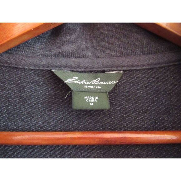 Eddie Bauer Dk Gray Moto Raw Edge Cardigan Sweater Snap Front Cowl Neck Jacket M - Picture 5 of 5